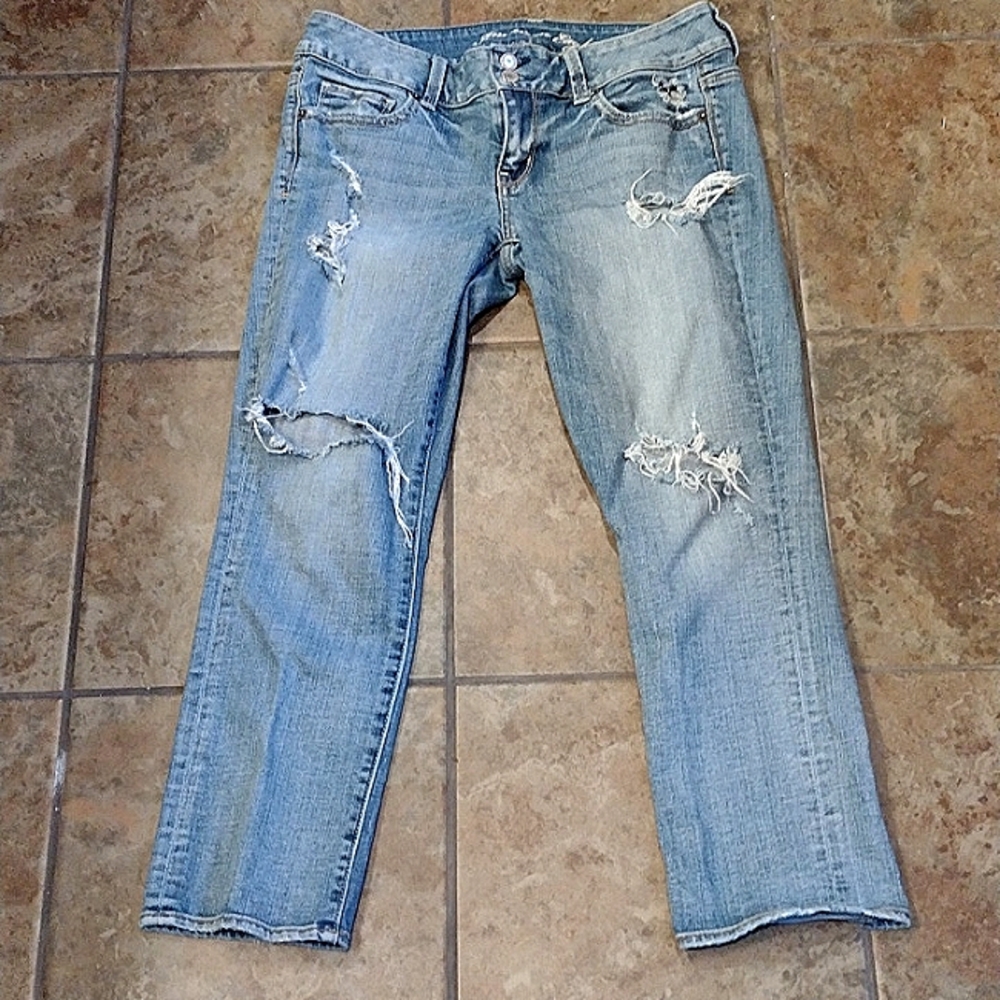 AEO Distressed Artist Crop Jeans